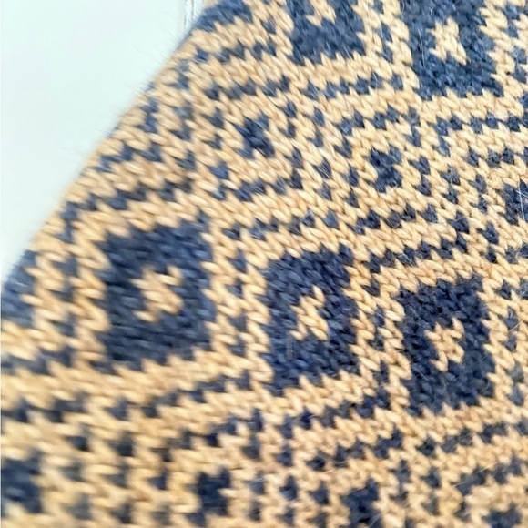 Fratelli Italian Alpaca Wool Blend Tan & Blue Shawl Poncho One Size - Picture 9 of 11